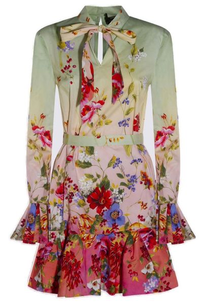 Roberto Cavalli Long Sleeved Ruffled Mini Dress
