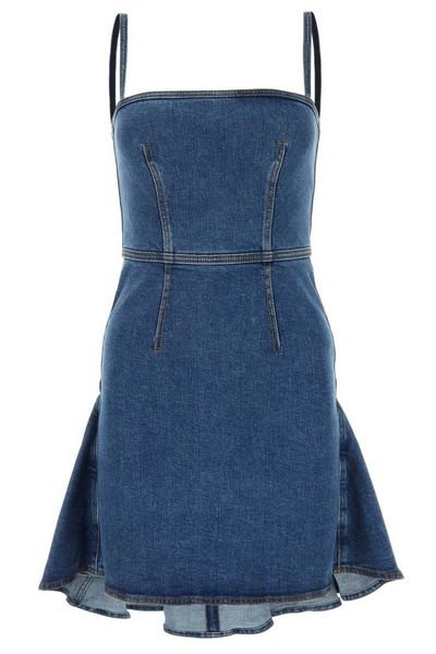 Alexander McQueen Spaghetti Strap Denim Mini Dress