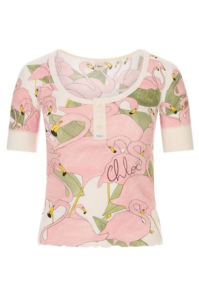 Chloé Short-Sleeved Logo Henley Shirt