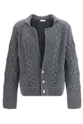 Versace Braided-Knit Button-Up Cardigan