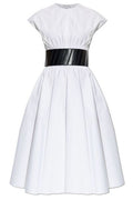 Alaïa Belted Waist Crewneck Dress