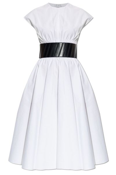 Alaïa Belted Waist Crewneck Dress