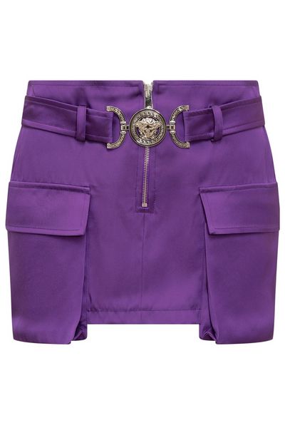 Versace Medusa Plaque Zipped Mini Skirt