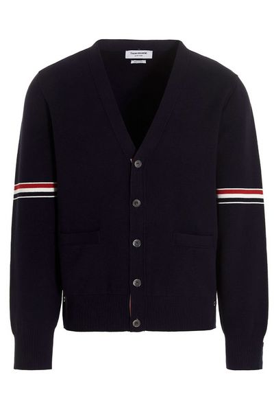 Thom Browne Stripe Detailed V-Neck Cardigan