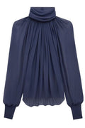 Saint Laurent Turtleneck Pleated Blouse