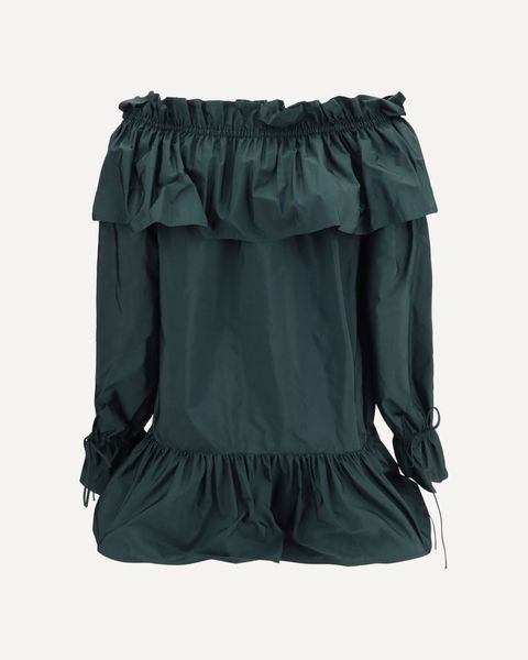 Saint Laurent Off-Shoulder Ruffled Dress