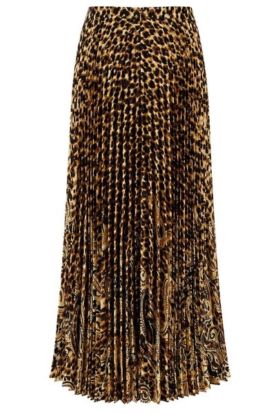 Etro Pleated Animal-Print Skirt
