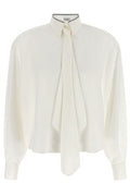 Brunello Cucinelli Long Sleeve Tie Detail Blouse