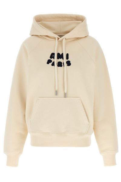 AMI Paris Logo Patch Drawstring Hoodie
