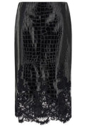 Ermanno Scervino Lace Trim Croc-Effect Midi Skirt