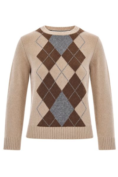 Max Mara Studio Argyle Intarsia Knit Crewneck Jumper