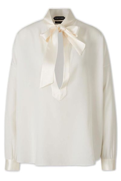 Tom Ford Long Sleeve Bow Detail Top