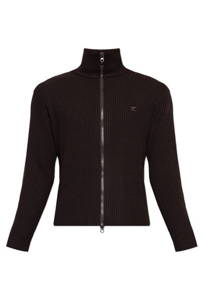Courrèges Ribbed Zip-Up Cardigan