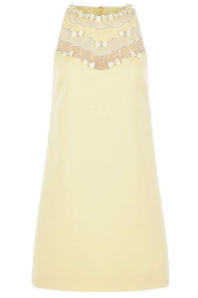 Valentino Embellished Bow Detailed Crewneck Dress
