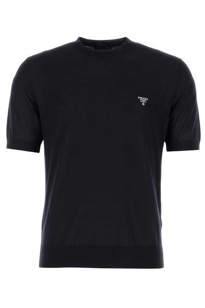 Prada Logo Embroidered Crewneck T-Shirt