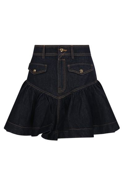 Zimmermann Frill Denim Mini Skirt