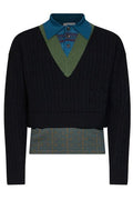 Dries Van Noten Medan Cropped V-Neck Knitted Sweater