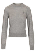 AMI Paris Logo Embroidered Crewneck Knitted Jumper