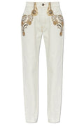 Versace Embellished Straight-Leg Jeans