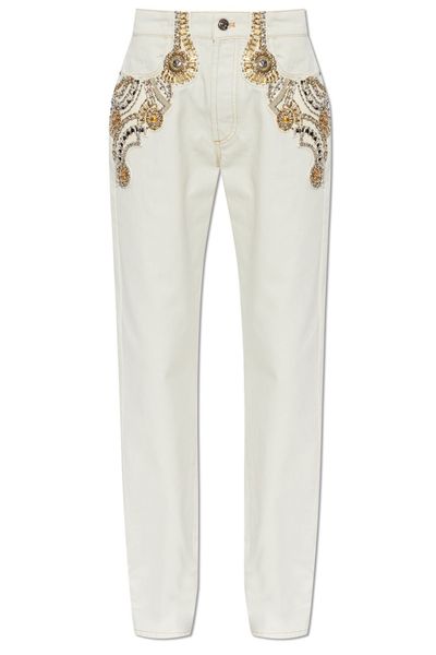 Versace Embellished Straight-Leg Jeans