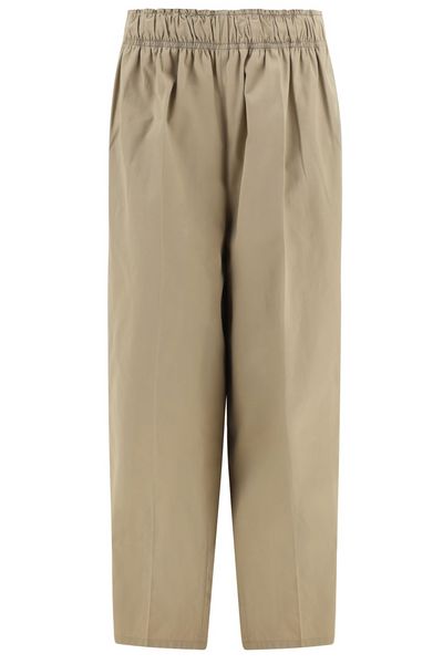Prada Triangle-Logo Plaque Wide-Leg Pants
