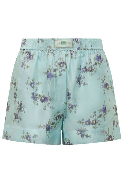 Ganni Printed Satin Shorts