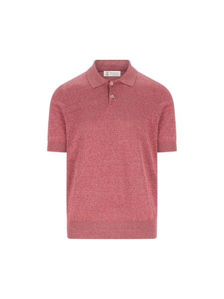 Brunello Cucinelli Short-Sleeve Polo Knitted Top