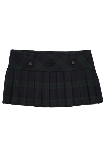 Miu Miu Checked Pleated Mini Skirt