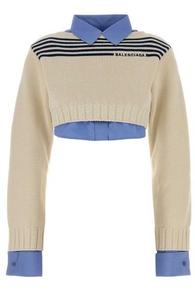 Balenciaga Layered Cropped Long-Sleeve Shirt