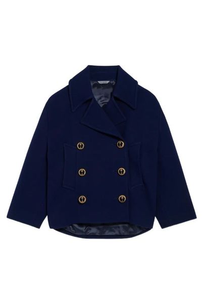 Balenciaga Collared Button-Up Peacoat