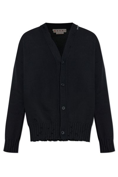 Marni V-Neck Distressed Cardigan
