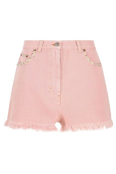 Valentino Frayed Hem Denim Shorts