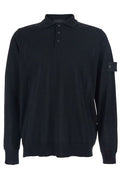 Stone Island Logo Patch Long Sleeved Polo Shirt