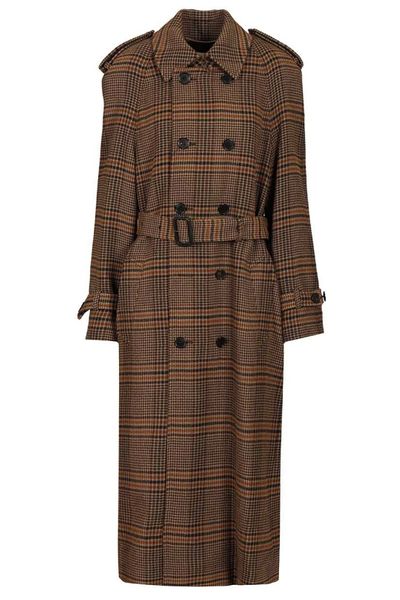Saint Laurent Checked Double-Breasted Belted Coat