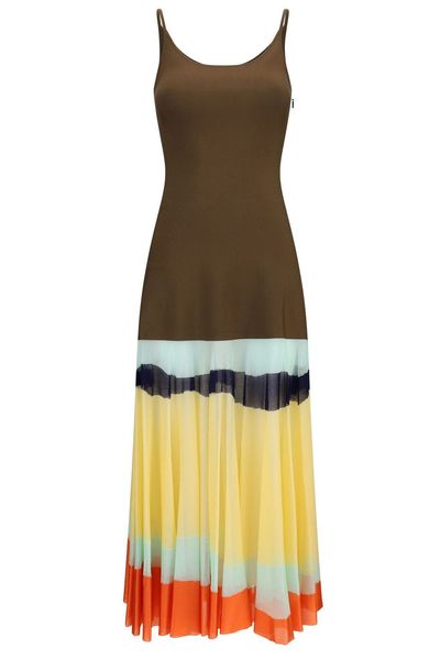 Fendi Tiered Striped Sleeveless Dress