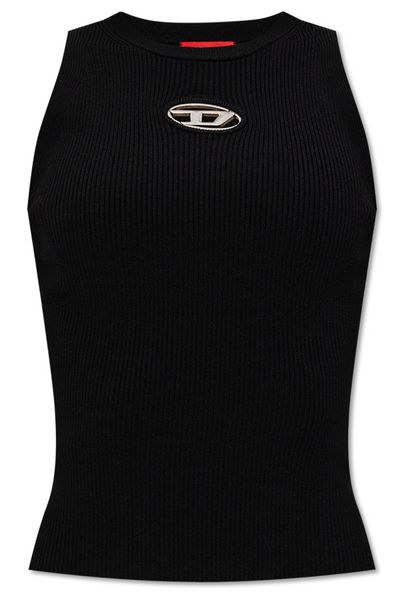 Diesel M-Caddix Logo Plaque Ribbed-Knit Top