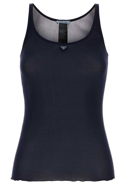 Prada Ribbed Logo Tank Top