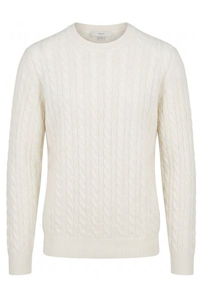 Malo Long-Sleeved Cable-Knit Crewneck Jumper