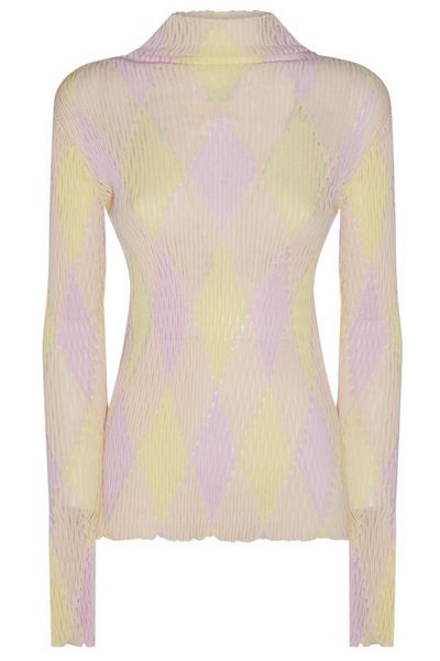 Burberry High-Neck Argyle Intarsia Knit Jumper