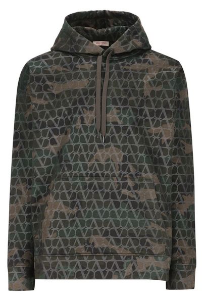 Valentino Camouflage Printed Drawstring Hoodie
