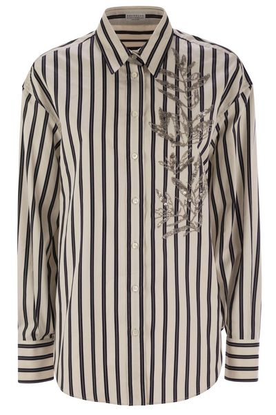 Brunello Cucinelli Striped Long-Sleeved Shirt