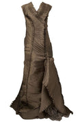 Alberta Ferretti Plissé V-Neck Long Dress