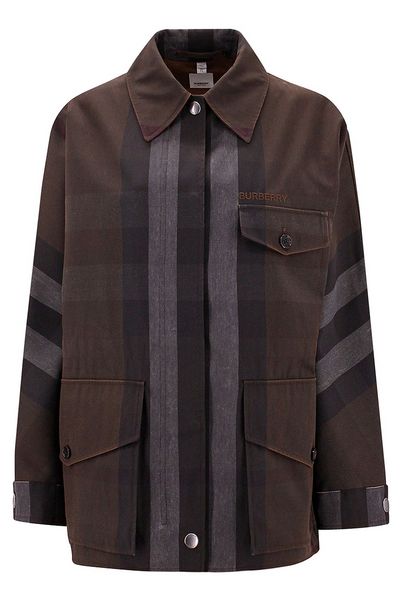 Burberry Logo Embroidered Long-Sleeved Jacket