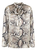 Roberto Cavalli Python Pattern Bow Collar Top