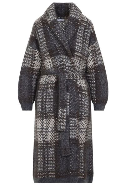 Brunello Cucinelli Checked Tie-Waisted Coat