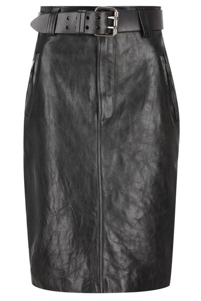 Saint Laurent High Waisted Creased Pencil Skirt