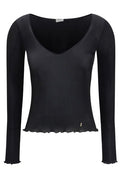 Saint Laurent Cassandre V-Neck Ribbed Top