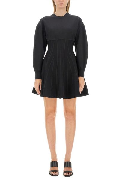 Alexander McQueen Long Sleeved Crewneck Mini Dress
