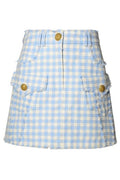 Balmain Gingham Tweed A-Line Skirt