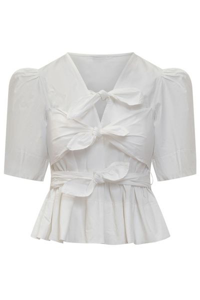 Ganni Washed Stretch Tie Strap Blouse
